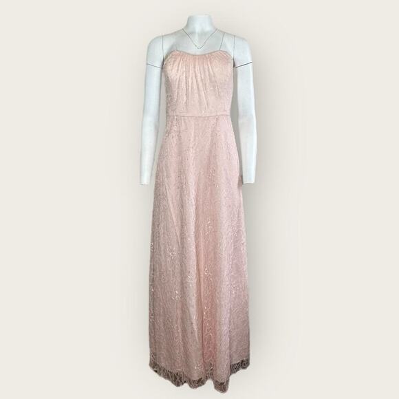 NWT | Dessy Collection | Florentine Lace Strapless Maxi | Blush | Size 12 - Picture 2 of 15